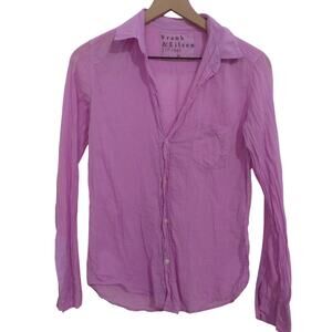 Frank & Eileen Women Sz XS Lavender Purple Button-Up Shirt Cotton Long Sleeve
